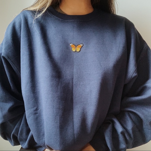 n e w | navy blue butterfly crewneck 🦋💙 - Picture 2 of 8